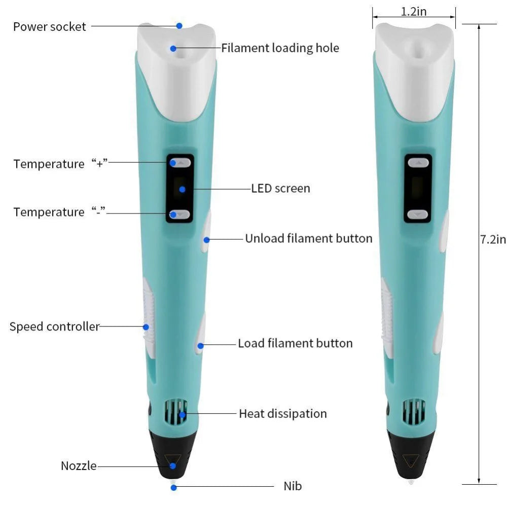 Children’s 3D Printing Pen With LCD Screen for Creative Drawing