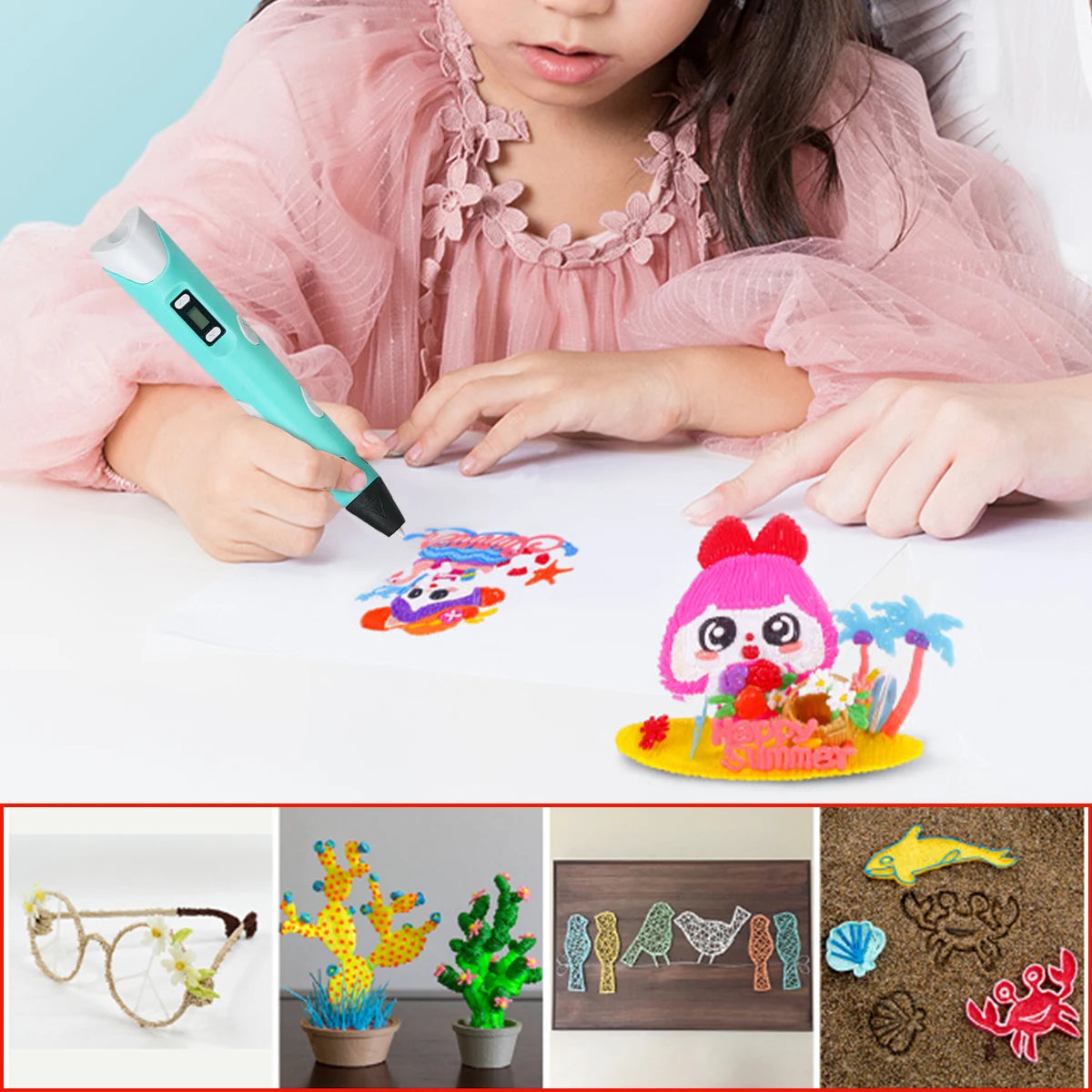 Children’s 3D Printing Pen With LCD Screen for Creative Drawing